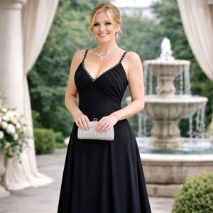 Couture Collection Black Beaded Maxi Formal/Prom Dress Size 12